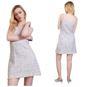 Sister Jane Tweed Mini Dress Sleeveless Baby Blue Small NWT